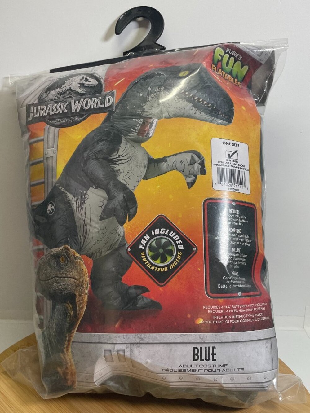 Jurassic World Fun Flatables Blue Velociraptor Adult Inflatable Dinosaur Costume